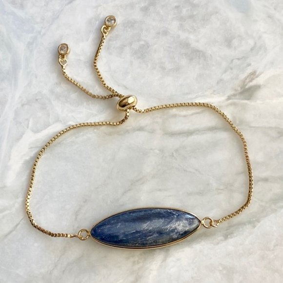 New:  Kyanite 14K GP Bolo Bracelet Estrella & Luna - Picture 5 of 5